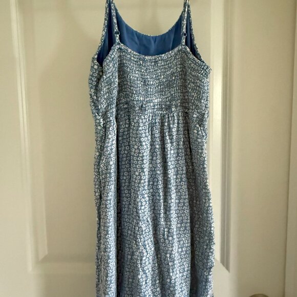 Abercrombie Kids Girls Ruched Slip  Dress Size 9/10 Blue Floral - Preloved - Picture 3 of 6